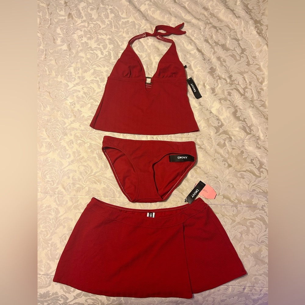 DKNY 3-piece China Red Swimsuit Brand New